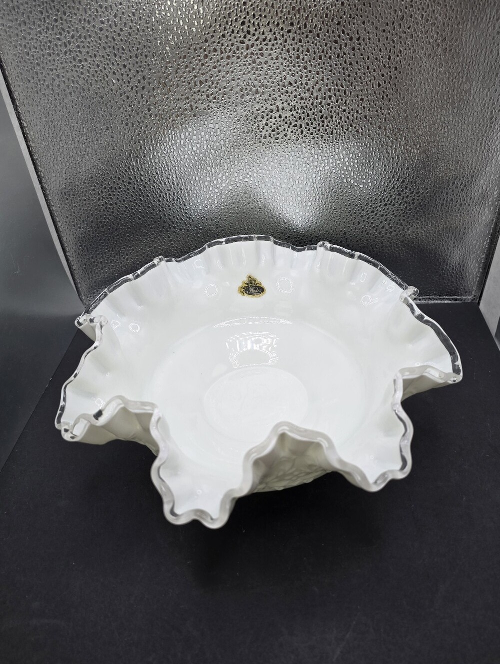 Fenton Spanish Lace Silvercrest Ruffled Bowl
